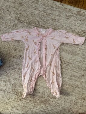 Kissy Kissy Pink Giraffe-Print Footed One-Piece